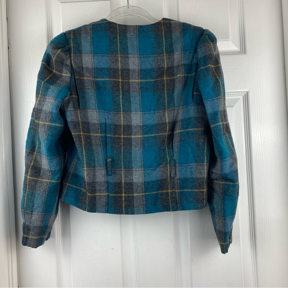 Vintage Mei Lung Meirong Wool Plaid Jacket Button-Up Blazer - Picture 5 of 7
